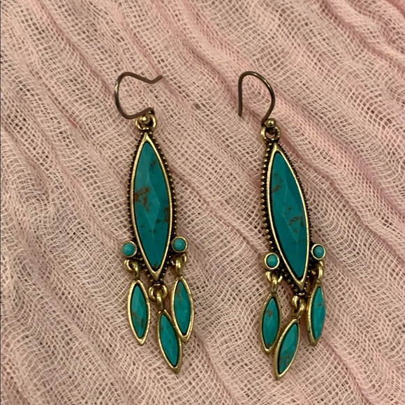 Lucky Brand Jewelry - Lucky turquoise blue color and antique gold earrings